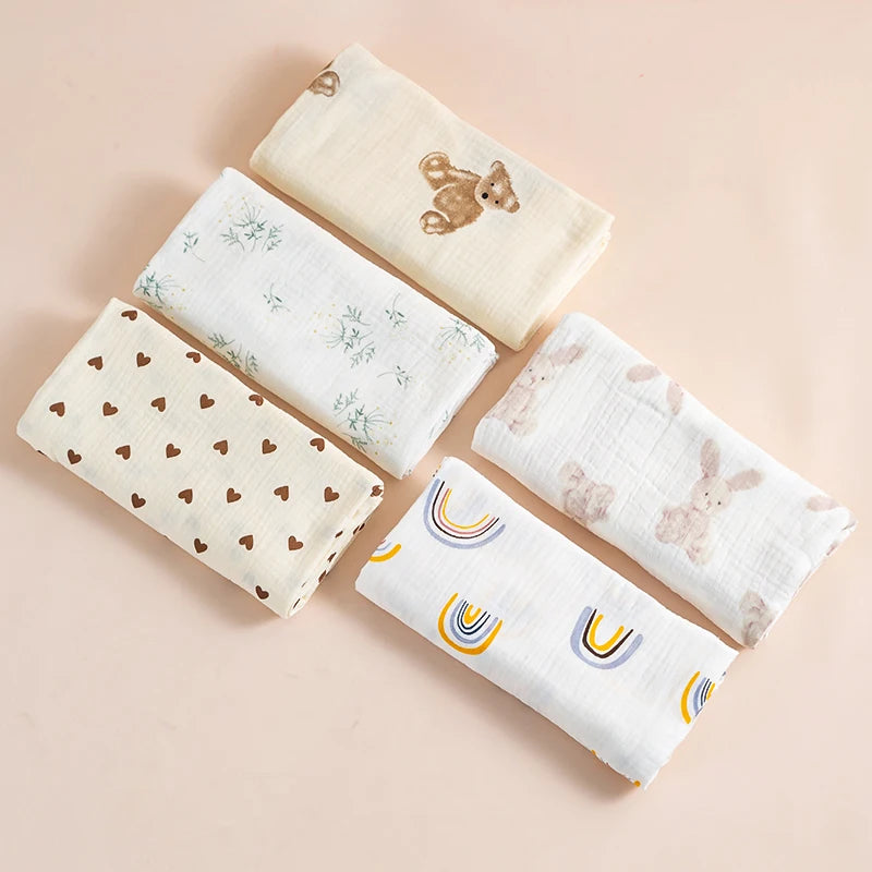 Ins Baby Blanket Muslin Swaddle 2 Layer Cotton Receive Blankets for Newborn Bath Towel Summer Bedding Baby Items Mother Kids