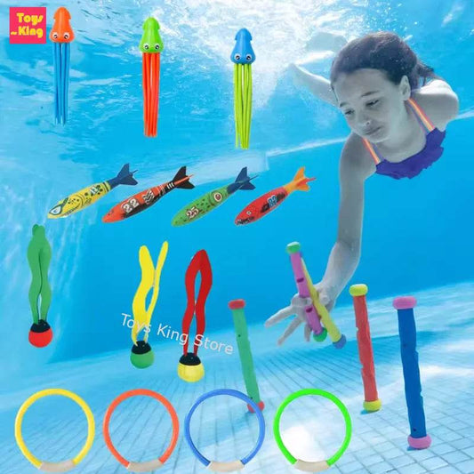 Swimming Diving Toys Children's Fish Dolphin Buoy Pool Treasure Hunt Diving Water Diamond Kids Water Game Toys Set Reusable Gift - AIAZ