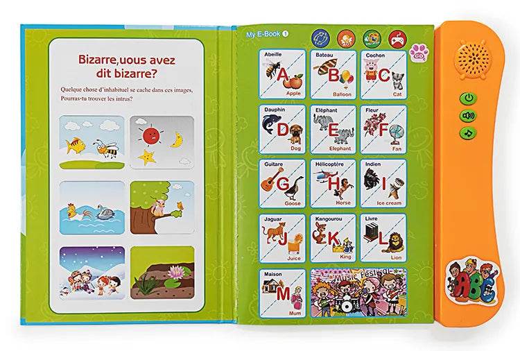 French and English Bilingual Finger Reading Children's Voice Book Intelligent Learning Toys French E-book Early Education Tool - AIAZ