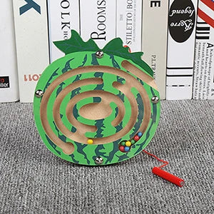 Kids Magnetic Maze Toy Mini Wooden Interactive Maze Pen Driving Beads Maze Puzzle Board Game Eduactional Toys for Toddlers Baby