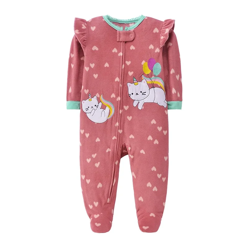 Winter Baby Boy Girl Rompers Clothes Zipper Fleece Autumn Warm Newborn Infants Pajamas Outfit Animal Jumpsuit Clothing 0 -12 M