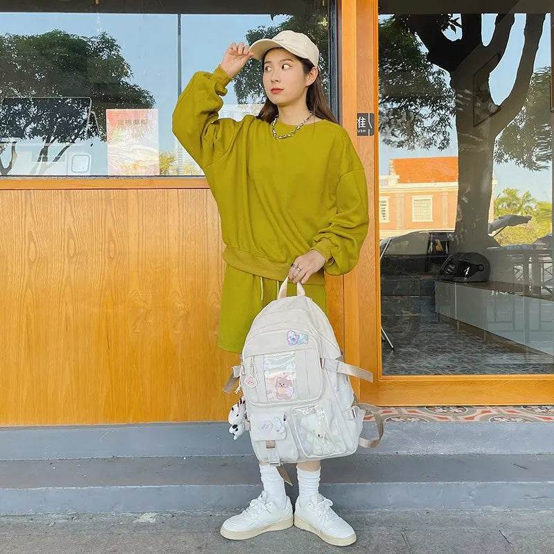 Girls Backpack Cute School Bags For Student Teens Girls Pockets Women Laptop Backpack Harajuku - AIAZ