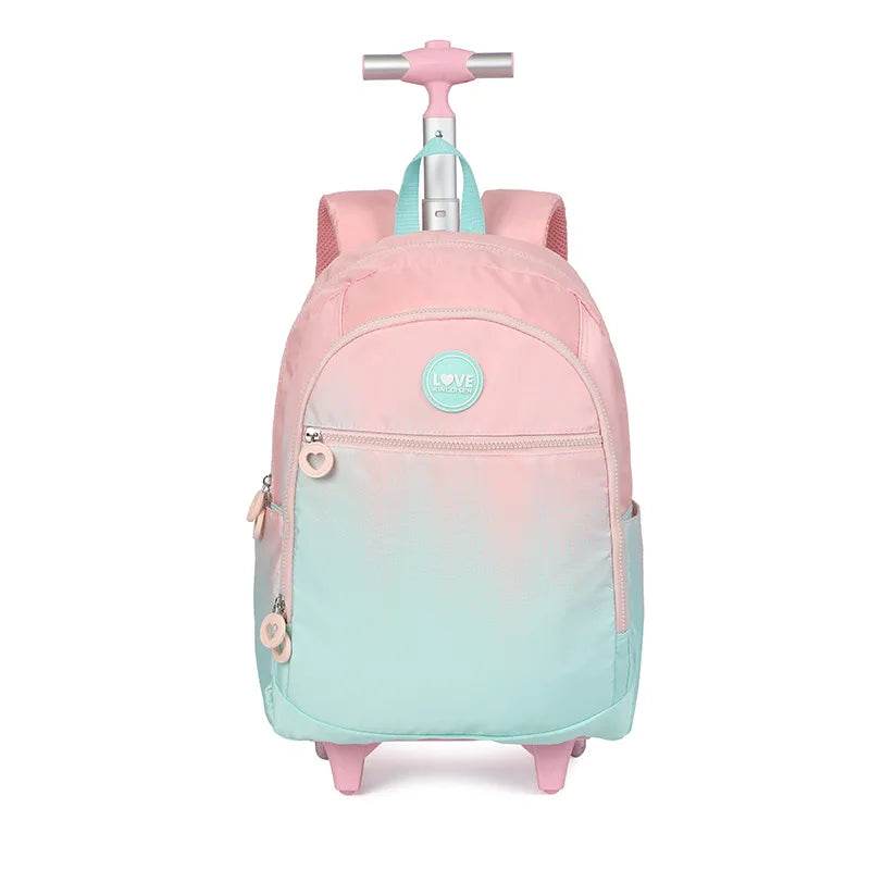 School Backpack Set Rolling Backpack for Girls Students Wheeled Backpack Trolley School Bag With Wheels Travel Luggage Book Bag - AIAZ