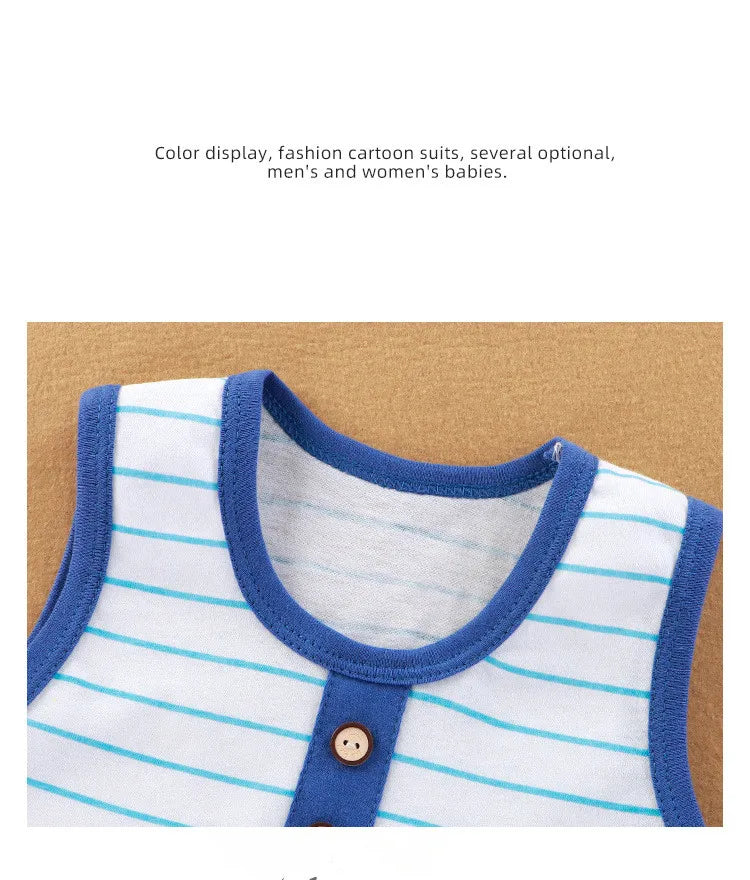 Summer Sleeveless Baby Rompers 0-2Y Striped Onesies for Newborn Baby Boy Infant Girl Striped Jumpsuit Baby Clothing