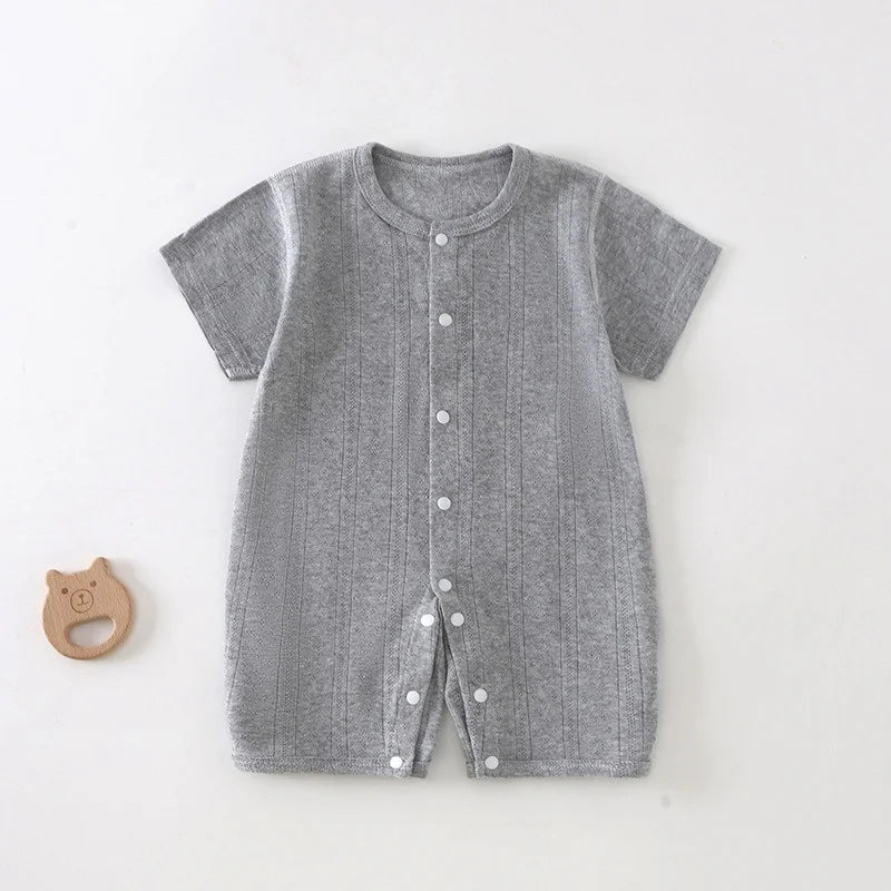 Baby Short Sleeved Jumpsuit Summer Newborn Breathable Mesh Air Conditioning Suit Boys Girls Infant Thin Sleepwear Crawling Suits