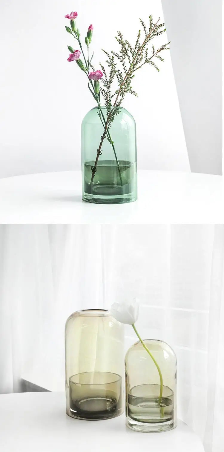 Nordic Sle Simple Design Glass Candlesti Transparent Glass Vase Artistic Flower Arrangement Home Decorations Center Piece