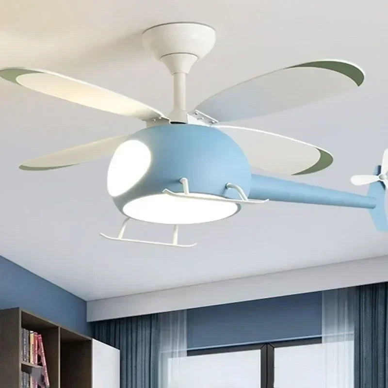 Cartoon Ceiling Lamps for Room Helicopter Fan Chandelier for Children's Bedroom Indoor Led Lights Fixture Luster Home-appliance