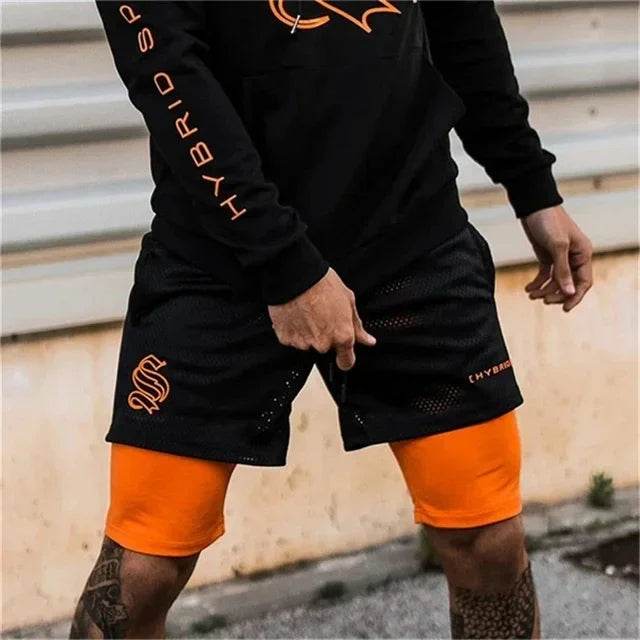 2025 summer mesh Sports Shorts Men Double-deck Jogging Running Shorts Men 2 IN 1 Mens GYM Shorts Fitness Workout Short Pants Man - AIAZ