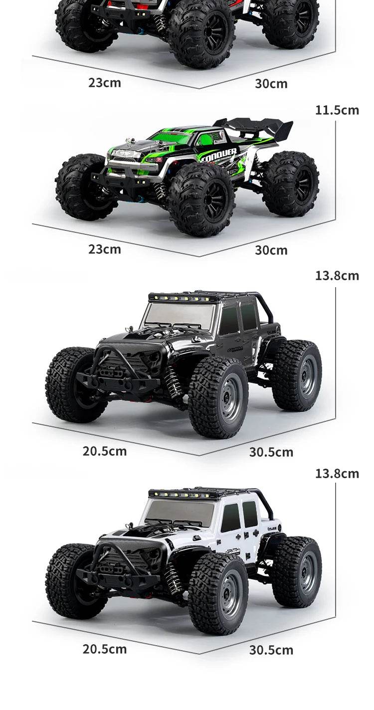 1:16 4WD RC Car 70KM/H Or 50KM/H With LED Remote Control Cars High Speed Drift Monster 4x4 Truck for Kids vs Wltoys 144001 Toys - AIAZ