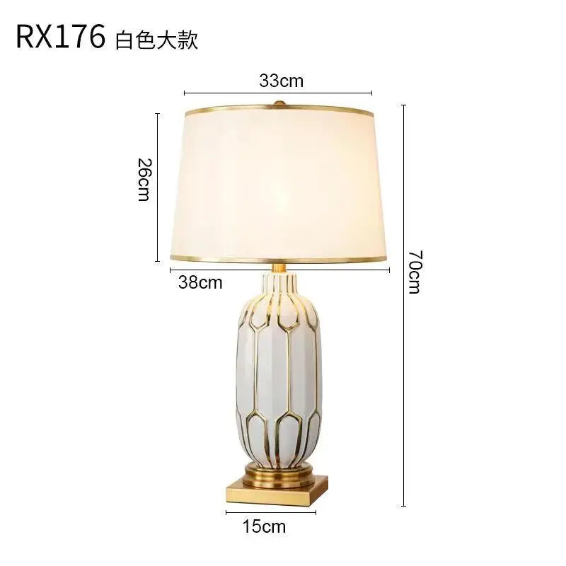 Chinese Black Ceramic Desk Lamp Nordic Modern Luxury Living Room Bedroom Bedside Study Table Lamp Atmosphere Sense Decoration
