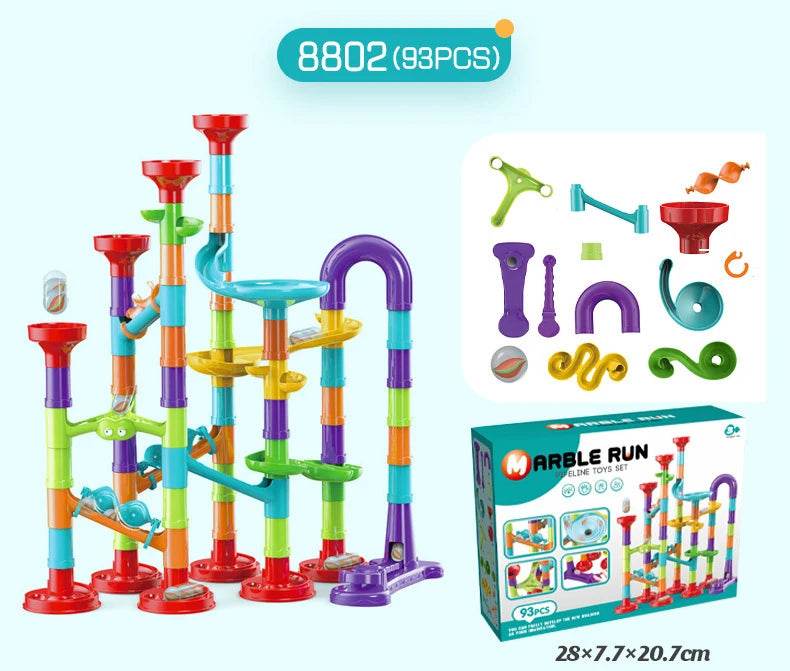 Marbles Run Catapult Track Building Blocks Slide Beads Educational Toys Children Gift Race Balls Toy Marble Track Race Set - AIAZ