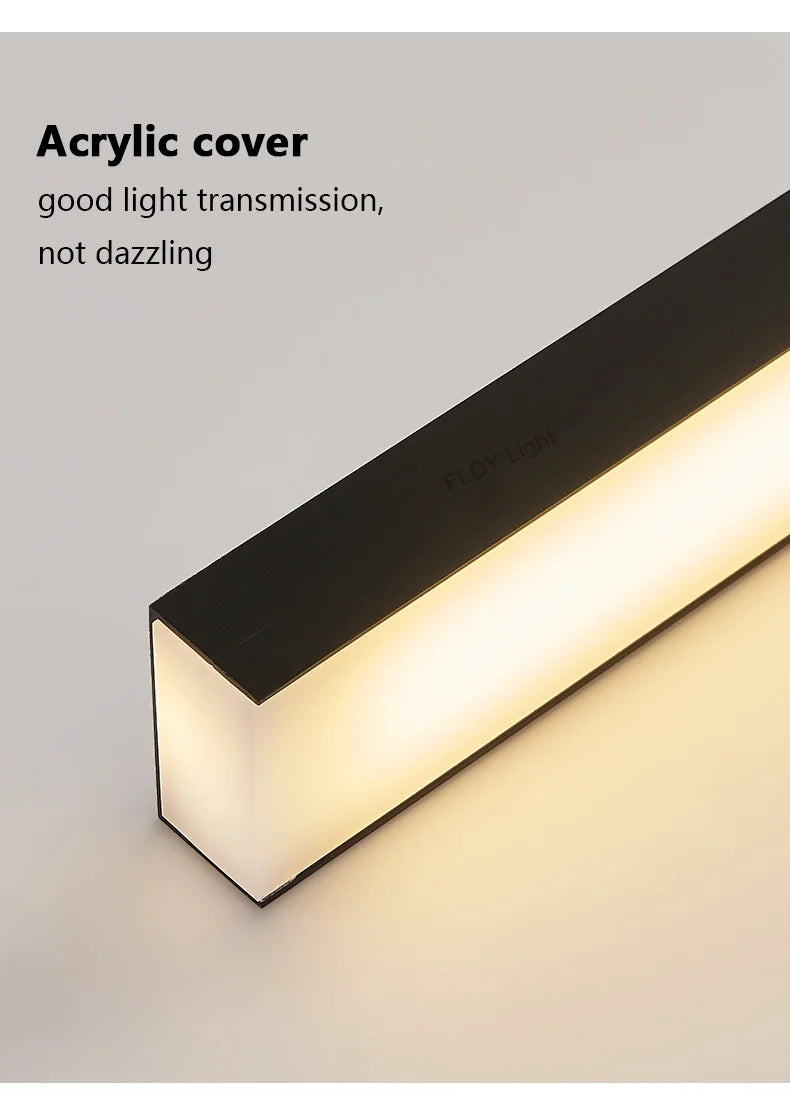 Long strip restaurant chandelier simple modern one-line minimalist ultra-thin bar desk chandelier designer dining table chandeli