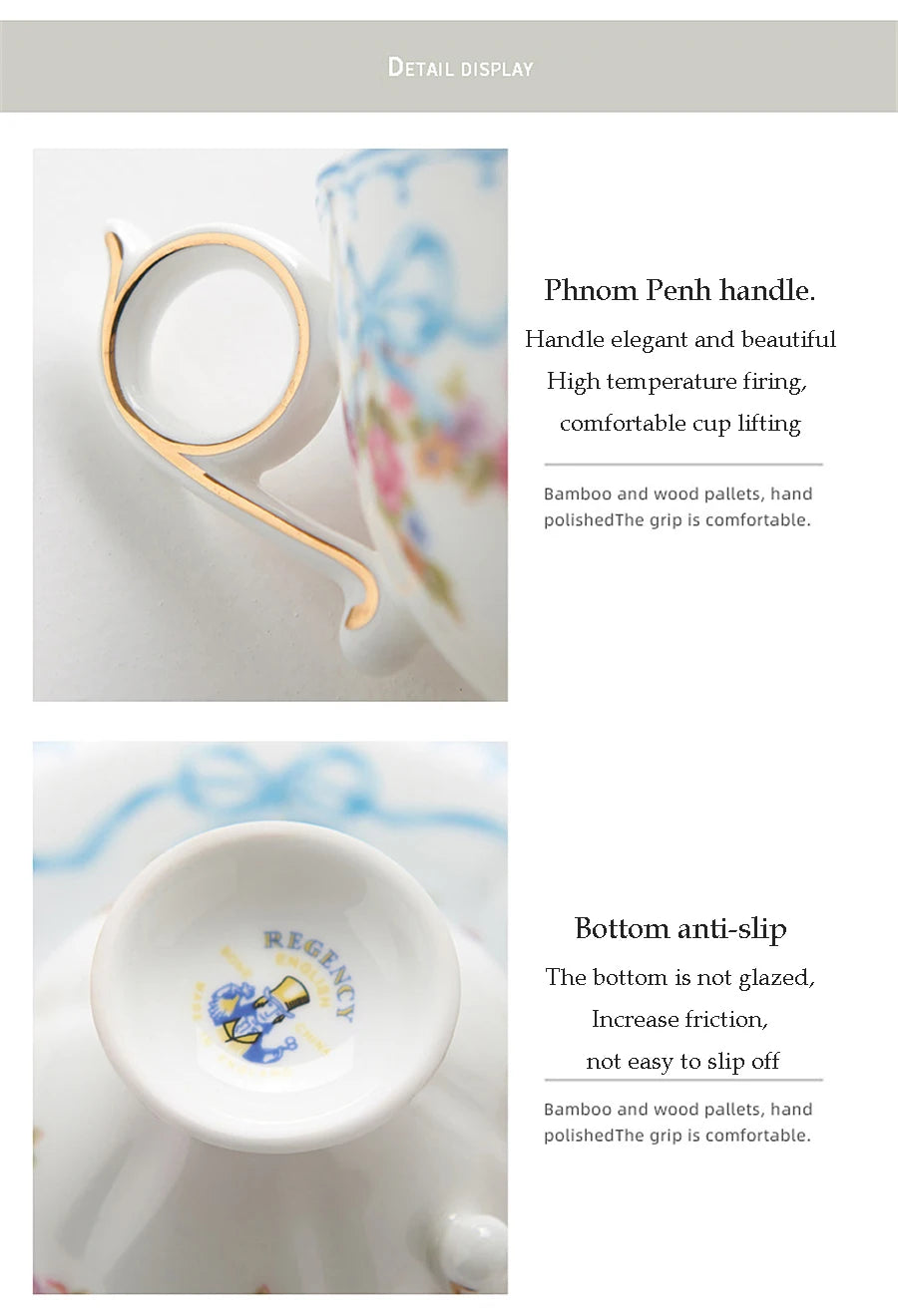 Ceramic Cup and Saucer Retro Bone China Coffee Cup French Romantic Elegant Floral Bow Afternoon Tea Drinkware Handmade Teapot