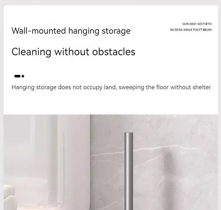 Toilet brush holder, no punching space aluminum wall-mounted toilet cleaning brush, easy to clean, toilet brush for bathroom