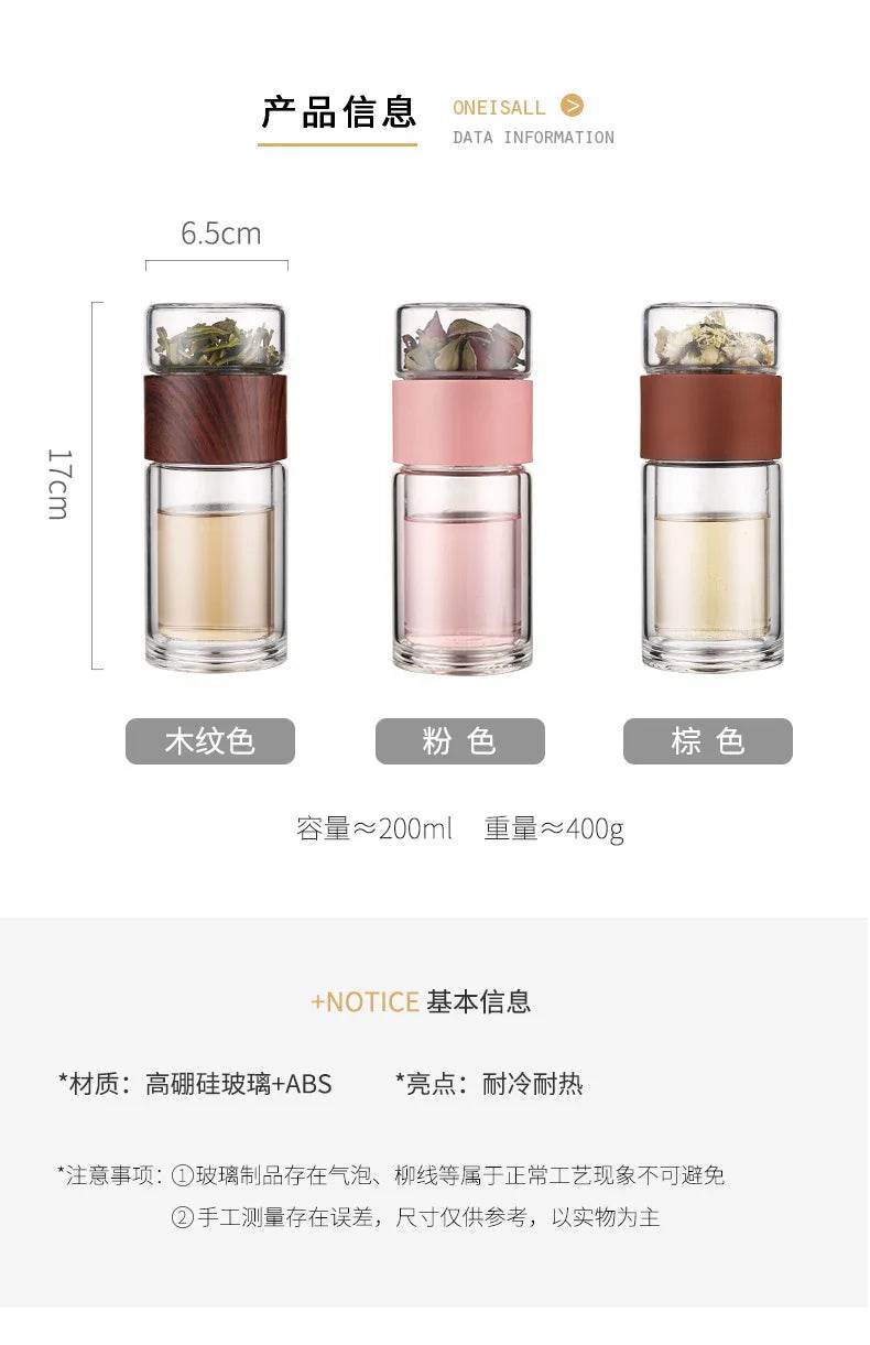 High Quality Double Glass Water Bottle With Case Tea Drink Bottle Infuser Tumbler Drinkware Waterbottle Eco-Friendly - AIAZ