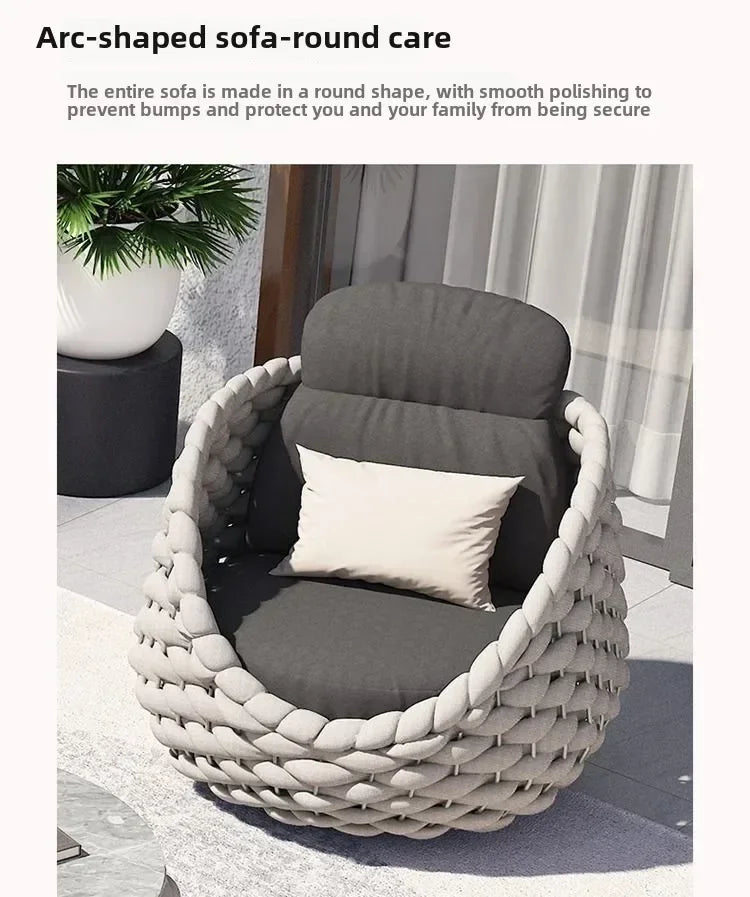 Outdoor Rattan Sofa Courtyard Combination Double Chair Leisure Terrace Villa Living Room Balcony Outdoor Seat Furniture Home