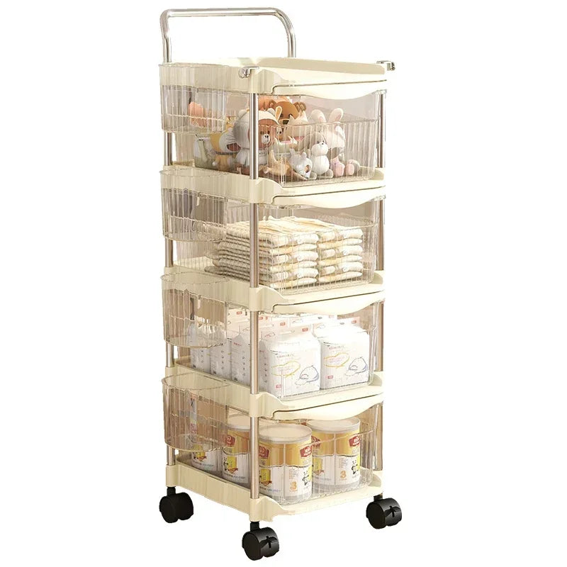 Small Cart Storage Rack, Snack Storage Rack, Multi-layer Storage Cabinet, Drawer Style Movable Baby Product Storages Rack