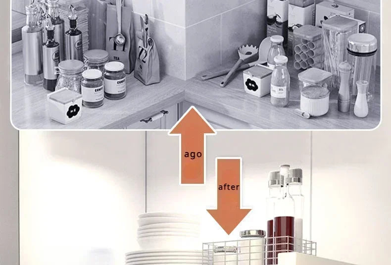 Household Multi-layer Width and Height Adjustable Storage Rack Kitchen Rust Proof Thickened Stable High Load-bearing Reset Rack