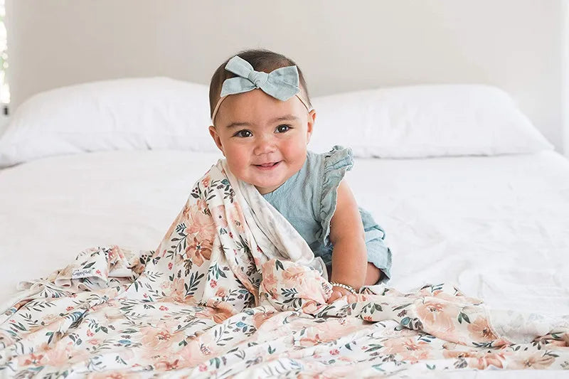 3pc/set Baby Swaddle Wrap New Born Receiving Blanket for Newborn Babies Accessories Soft Floral Headband Hat Bedding Baby Items