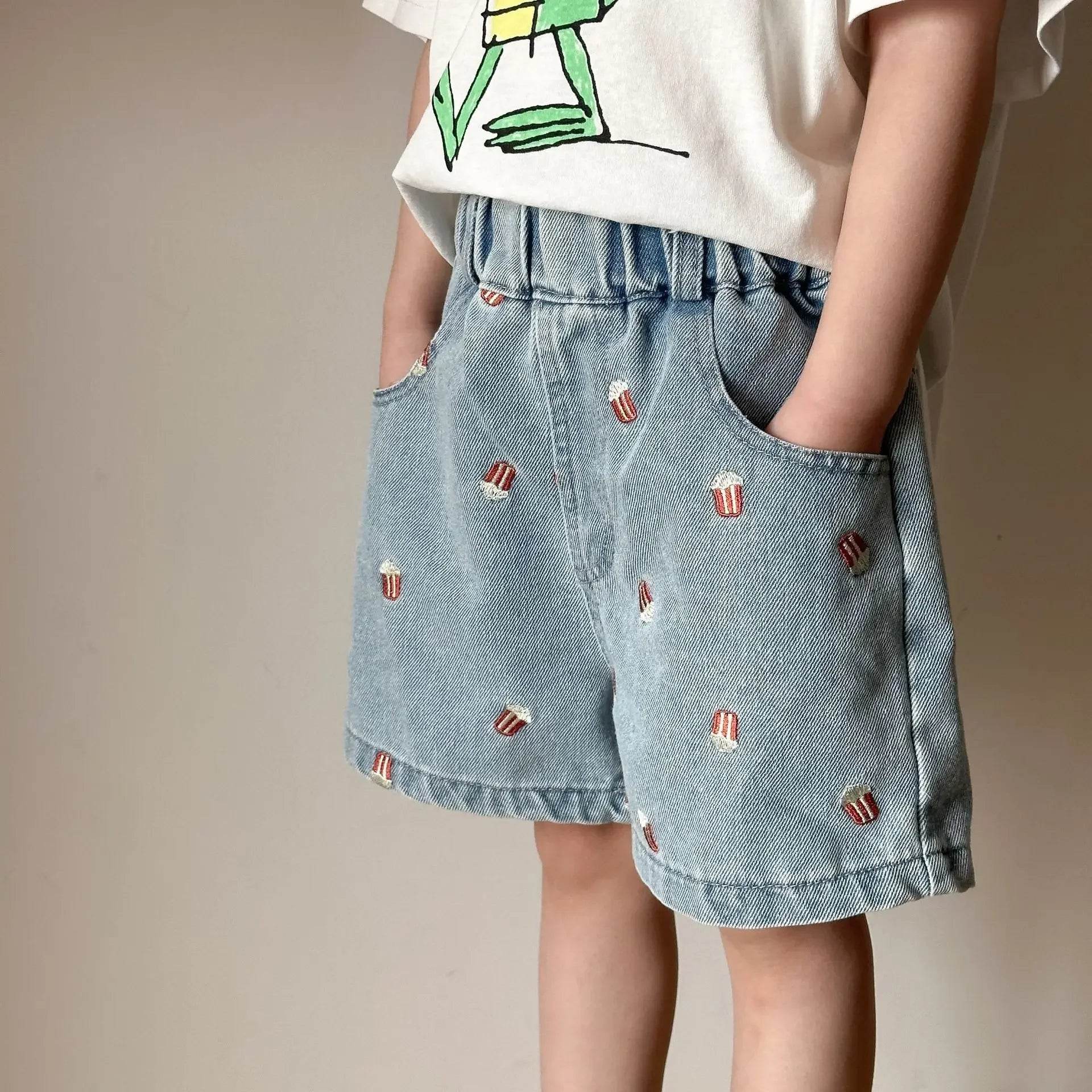 Fashion Cartoob Print Denim Kids Shorts Girls Pants Summer 2025 New Boys Summer Clothes Baby Loose Casual Pants - AIAZ