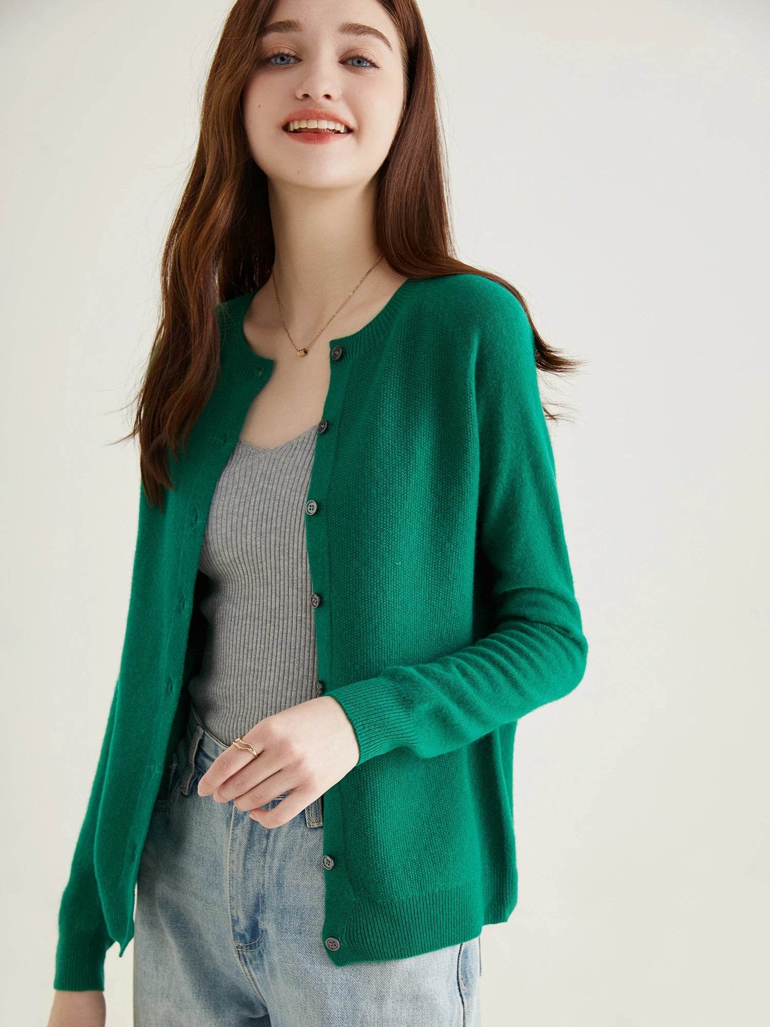 Knit Cardigan for Women Sweater Woman Long Sleeve Top 100% Wool Cardigans Sweaters Vintage Coat Knitwears Jacket Female Clothing - AIAZ