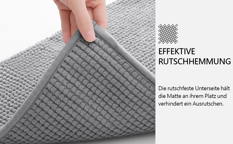 Kitinjoy Luxury Chenille Bath Mat Soft Non-slip Bathroom Shower Rug Extra Absorbent Mat Washable Quick Drying Foot Floor Carpets