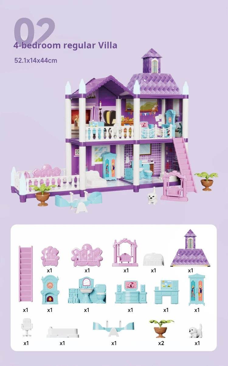 3D DIY Fantasy Princess Castle Villa Assembly Doll House Set Toys, Girls Home Toys & 3D Kids Toys - AIAZ