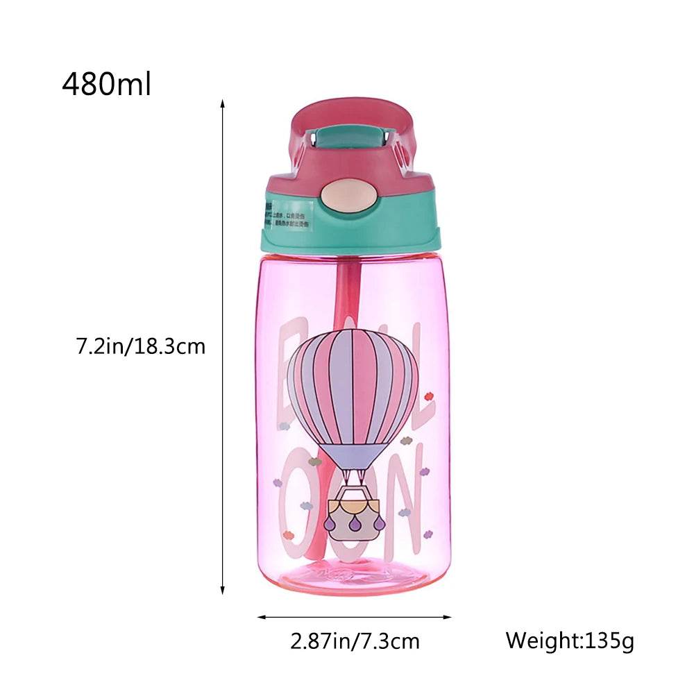 480Ml Kids Sippy Cup Water Bottles Creative Cartoon Feeding Cups With Straws And Lids Spill Proof Portable Toddlers Drinkware - AIAZ