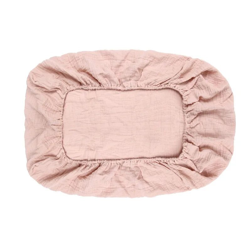 100% Cotton Crinkle Muslin Fitted Crib Sheet  for infant baby Soft Breathable Solid Color Baby Bassinet Mattress Cover Bedding