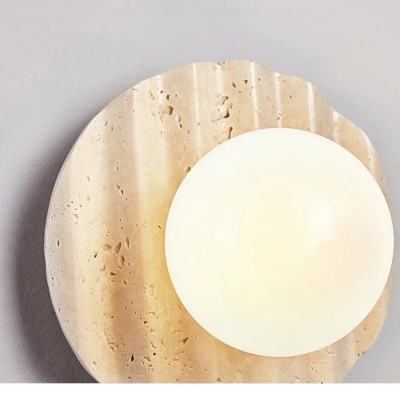 IWHD Yellow Cave Stone LED Wall Lamp Sconce Pull Chain Dining Room Coffee Nordic Modern Simple White Glass Stair Light Fixtures
