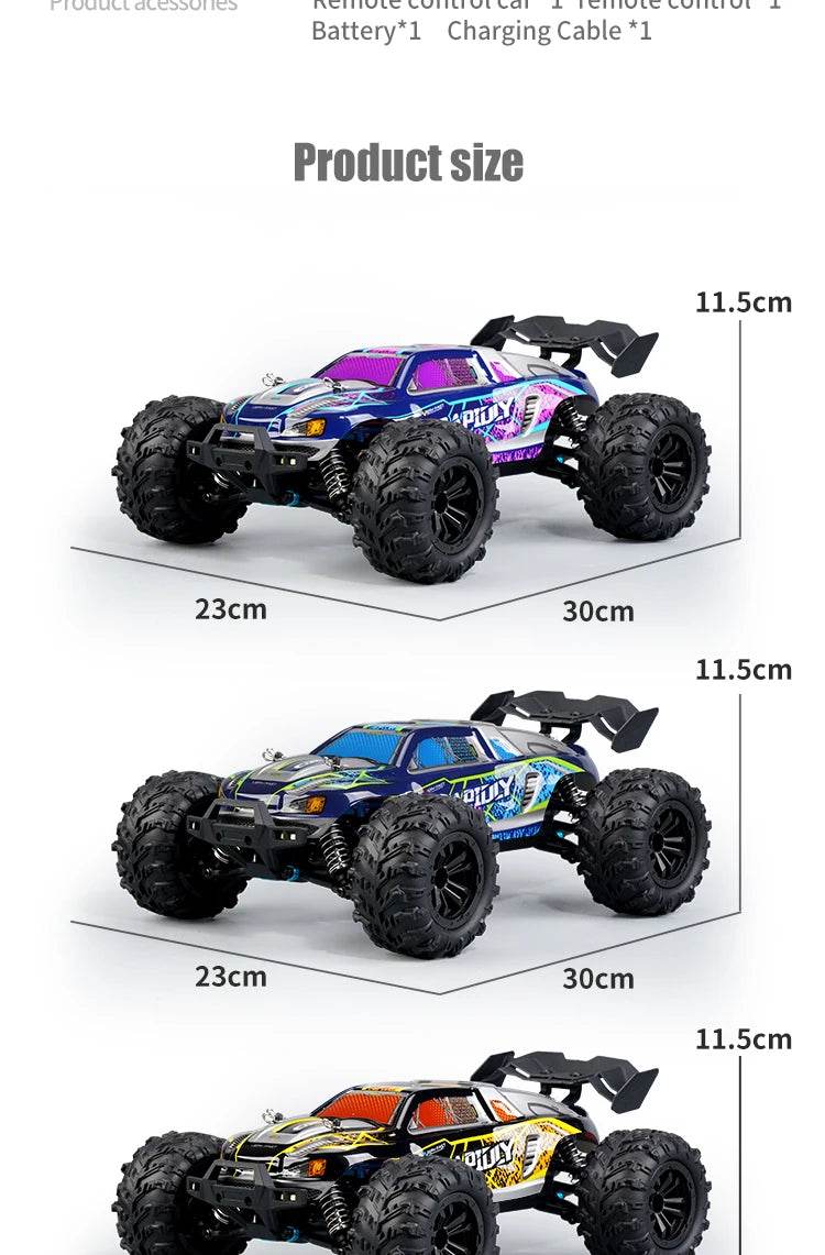 1:16 4WD RC Car 70KM/H Or 50KM/H With LED Remote Control Cars High Speed Drift Monster 4x4 Truck for Kids vs Wltoys 144001 Toys - AIAZ