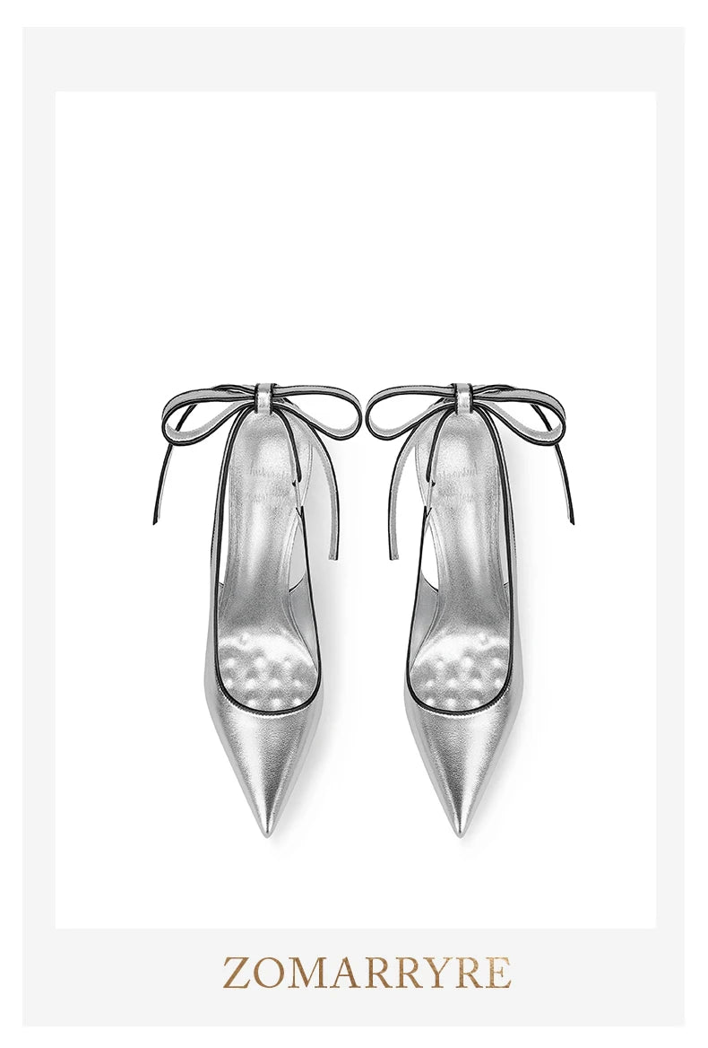 Spring and summer new pointed toe lace-up leather shoes thin high-heeled banquet dress large size small size women's sandals