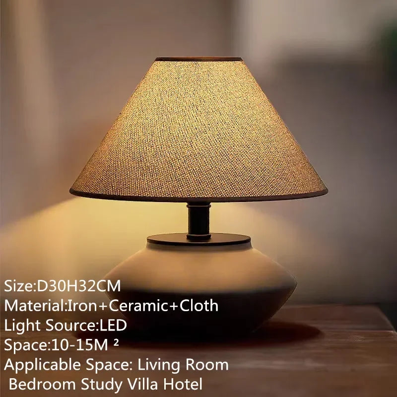 ULANI Contemporary Ceramic Table Lamp American Retro Creativity Living Room Bedroom Study Villa Hotel Homestay Desk Light