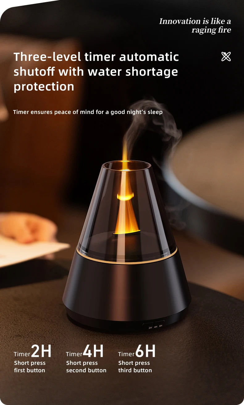 New Colorful Simulated Flame Night Light with Ultrasonic Air Humidifier 150ml Candle Flame Essential Oil Aroma Diffuser for Home