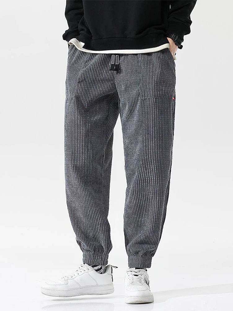 Baggy Corduroy Jogger Pants Men Tech Fleece Sweatpants Man Autumn Winter Casual Harem Pants Male Sport Thermal Trousers - AIAZ