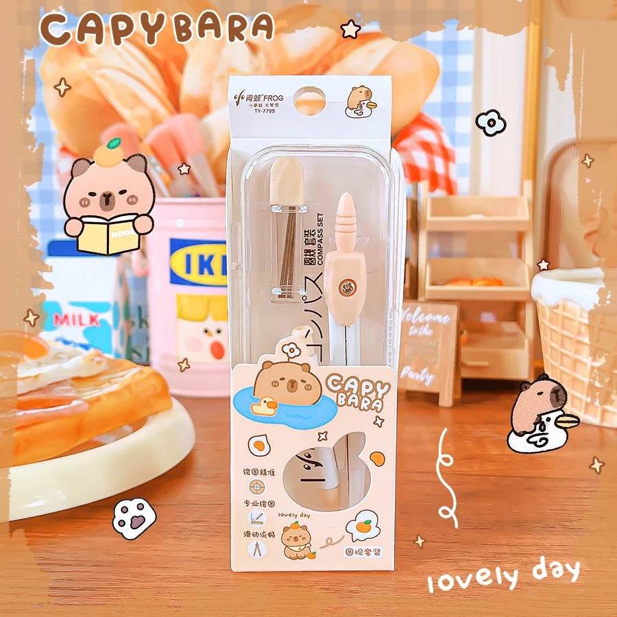 school caliper School supplies Study geometria school compass drawing tool cute capybara professional compass children - AIAZ