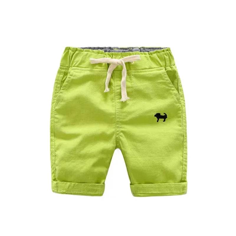 2024 Summer Boys Casual Shorts Children Cotton Elastic Waist Pants Toddler Kids Knee Length Pants Solid Color Baby Boys Clothes - AIAZ