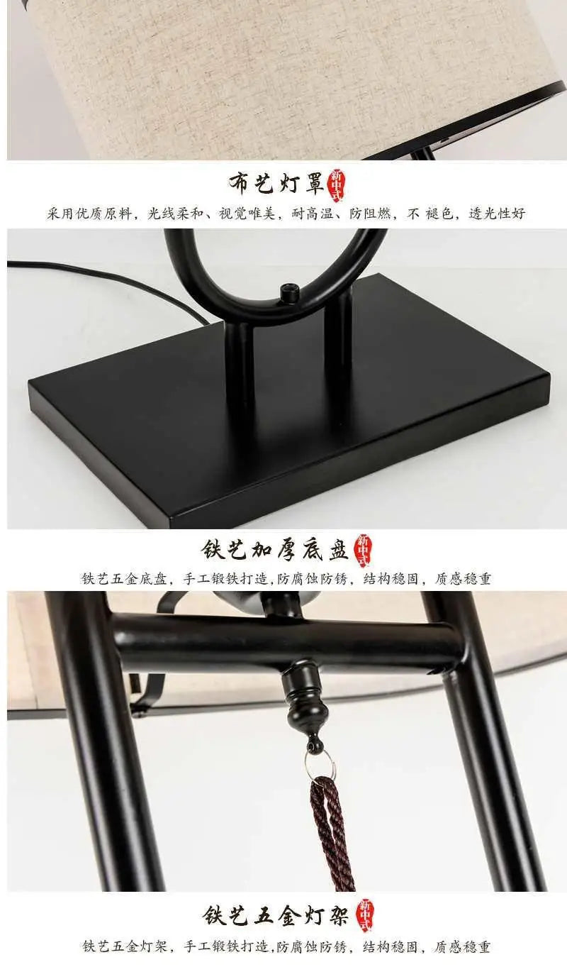New Chinese Style Table/Nightstand Lamp | Retro Chinese Floor Lighting | Creative Study Room Decorative Floor Lamp