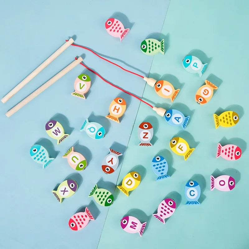 Kids Wooden Fishing Game Toys Gifts Early Education Alphabet Numeric Cognitive Toys Children Interactive Games Toys for Gifts - AIAZ