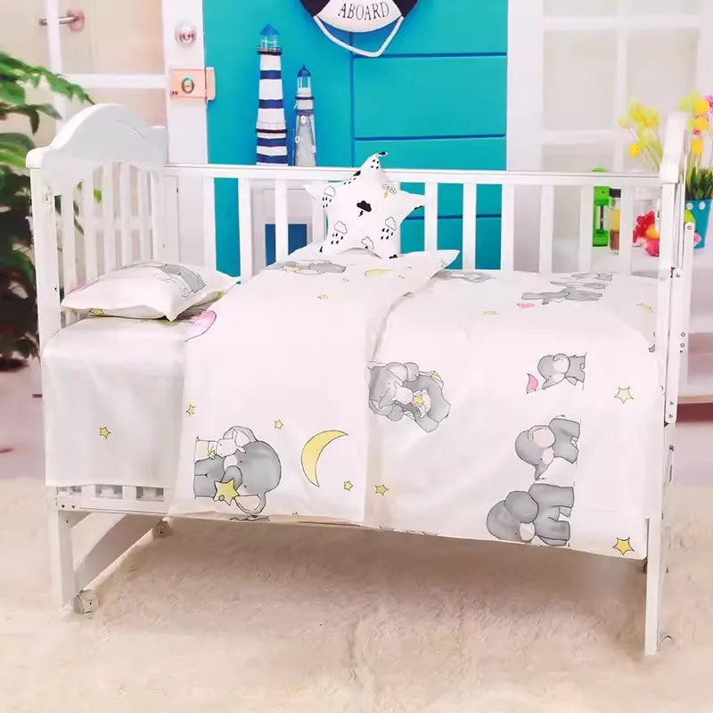 Without Filling 3Pcs Baby Nursery Crib Bedding Set Duvet Pillow Covers Cotton Sheet Include Duvet Cover Pillowcase Sheet