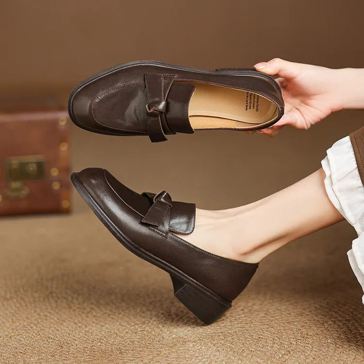 Dress Shoes Women Loafers Cow Leather Sheepskin Rubber Formal Business Suit Ladies 2025 Spring Autumn Handmade