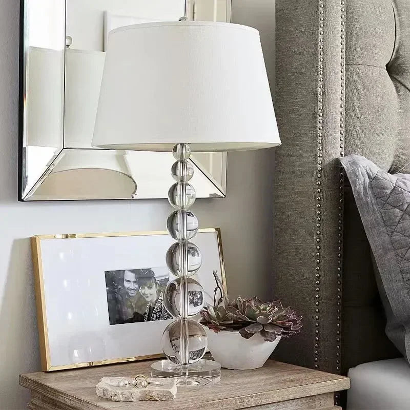 2025 Creative Fabric Table Lamp Crystal Glass Ball Lamp Living Room Creative Bubble Light Bedroom Beside Art Reading Lamp