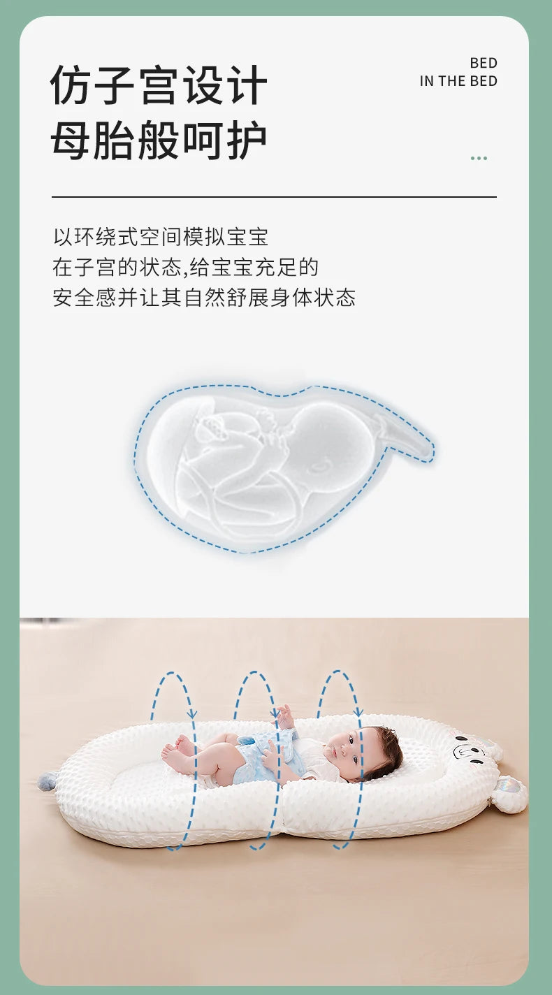 92 Baby Bedside Sleeper - Newborn Lounger Cushion, Anti-Reflux, Sleep Positioner for 0-3 Years, Infant Co-Sleeper.