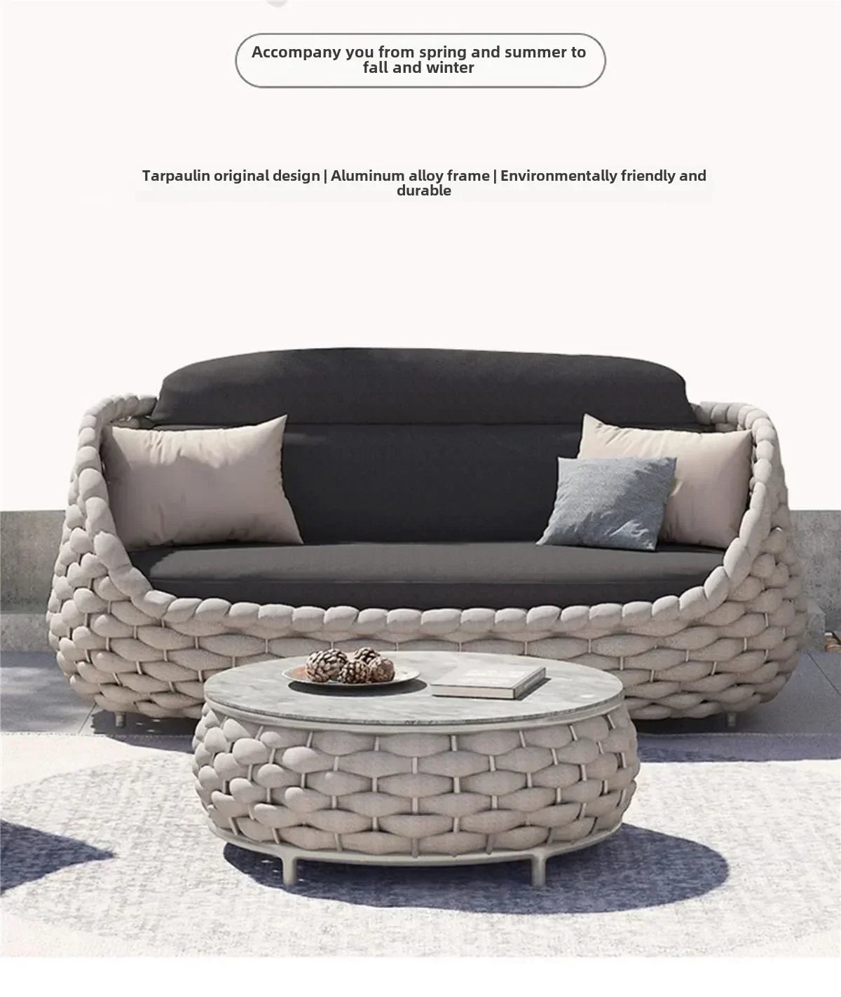 Outdoor Rattan Sofa Courtyard Combination Double Chair Leisure Terrace Villa Living Room Balcony Outdoor Seat Furniture Home