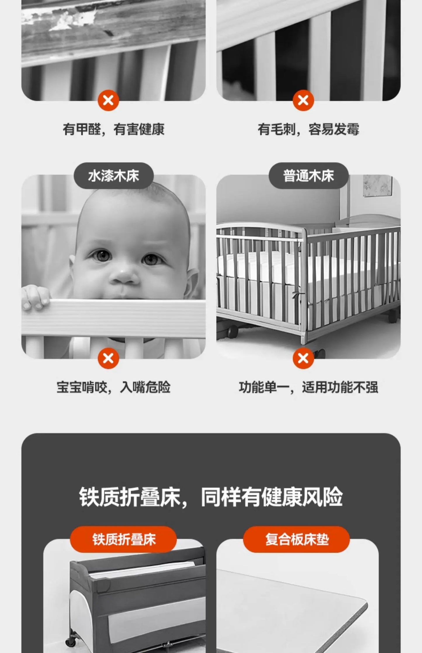 Tqh Newborn Multi-Function Electric Portable Foldable Mobile Baby Cradle Bed Splicing Big Bed