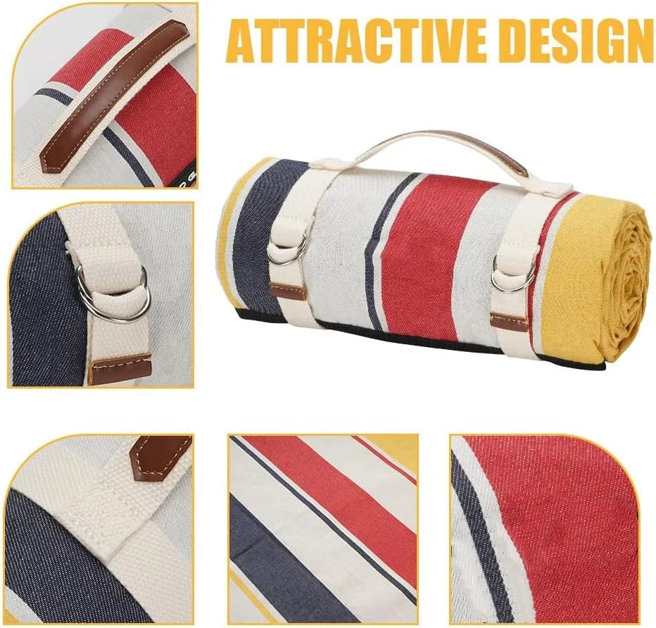 Waterproof Picnic Blanket with Carry Strap for Beach Mat or Family Outdoor Camping Party Large Picnic Outdoor Blanket