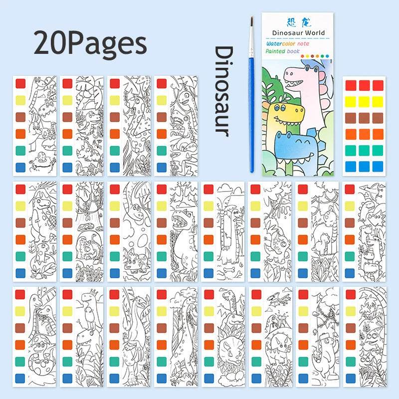 12Pages Coloring Books Portable Watercolor Painting Book Graffiti Picture Books Painting Drawing Toys For Children Gift - AIAZ