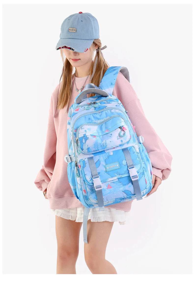 Middle School Student Backpack Children Set School Bags for Girls Kids Schoolbags Waterproof Book Bag With Lunch Bag Pencil case - AIAZ