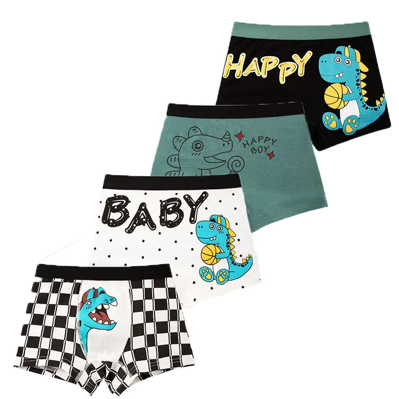 4 Pcs/Lot Children's Underwear Boys Panties Underpants Dinosaurs Helicopters Cars Cotton Breathable Kids Shorts Boy Boxer Briefs