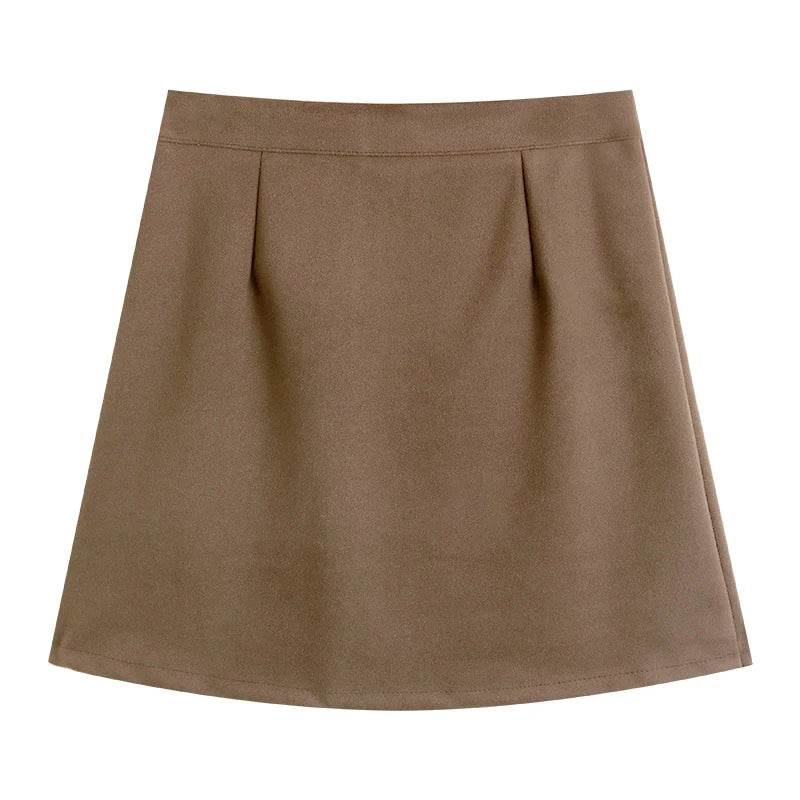 Skirts Women Solid A-line Sexy Prevalent Zipper Mini Skirts Daily Minimalist Fall Basic Street Style Korean Above Knee Clothes - AIAZ